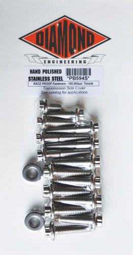 Diamond Engineering - Diamond Engineering Transmission Side Cover 12-Point Polished Stainless Engine Bolt Kit - PB594S