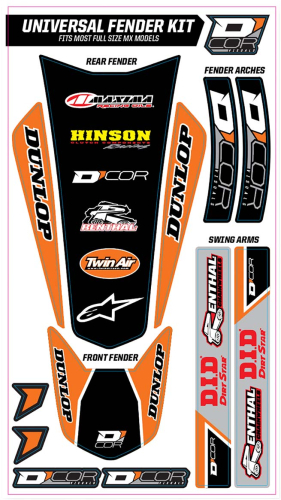 DCOR - DCOR Universal Fender Trim Decals - Full Style - Orange - 15-30-100