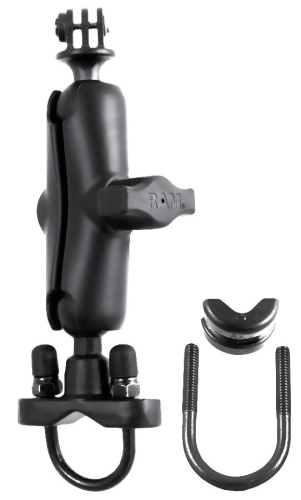 RAM Mounts - RAM Mounts RAM Handlebar Rail Mount, Zinc Coated U-Bolt & 1in. Ball with Custom GoPro Hero Adapter - RAM-B-149Z-GOP1U