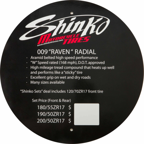 Shinko - Shinko Tire Display Sign - 009 Raven - 009 RAVEN INSERT