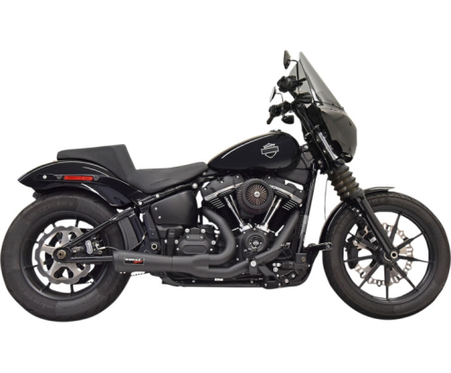 Bassani Manufacturing - Bassani Manufacturing The Ripper Short Road Rage 2-Into-1 Exhaust System - Black - 1S73B