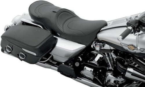 Drag Specialties - Drag Specialties Low-Profile Touring Seat with EZ Glide I Backrest - Mild Stitch - 0801-0481
