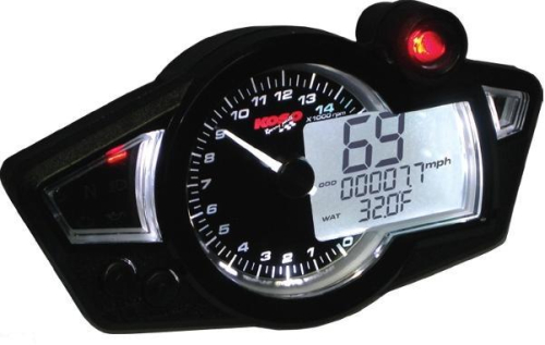 Koso North America - Koso North America RX-1N GP Style Multi-Function Gauge - Black Panel - BA011W02