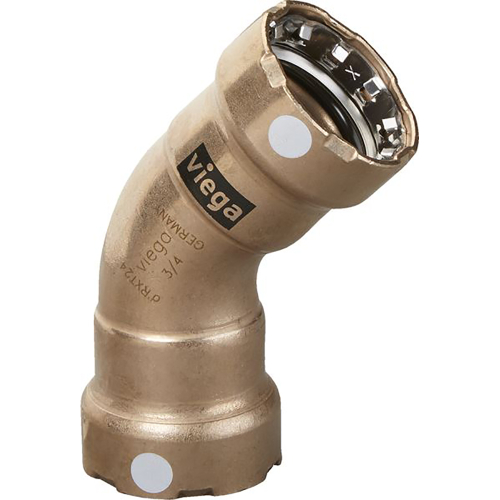 Viega - Viega MegaPress 3/4" 45&deg; Copper Nickel Elbow - Double Press Connection - Smart Connect Technology