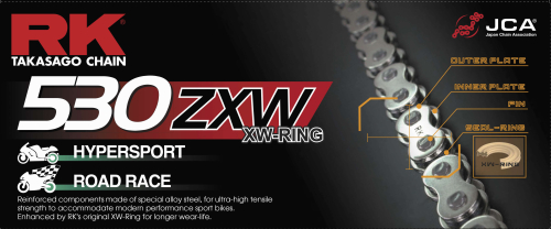 RK - RK 530 ZXW XW-Ring Chain - 170 Links - Chrome - CC530ZXW-170