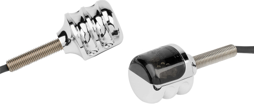 Arlen Ness - Arlen Ness 1in. Fluted LED Indicators - Chrome Housing/Red Lens - 12-728