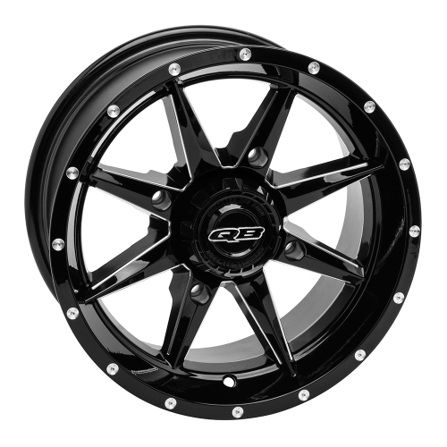 QuadBoss - QuadBoss Slicer Wheel - 14x7 - 5+2 Offset - 4/110 - Gloss Black with Machined Face - 608520