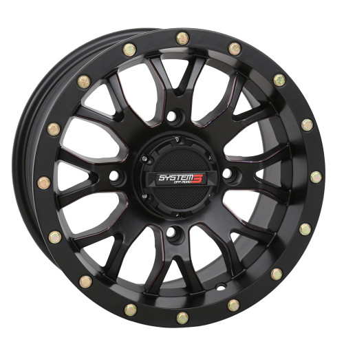 System 3 - System 3 ST-3 Simulated Beadlock Wheel - 15x7 - 5+2(+40mm) - 4/137 - Matte Black - 15S3-1137