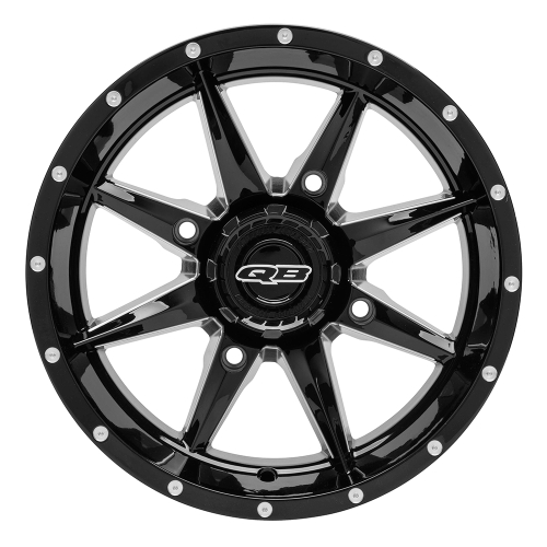 QuadBoss - QuadBoss Slicer Wheel - 14x7 - 4+3 Offset - 4/156 - Gloss Black with Machined Face - 608523