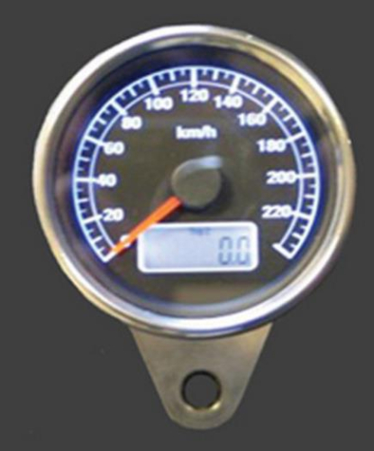 Highway Hawk - Highway Hawk Mechanical Speedometer with Mounting Bracket - White Face, Blue LED - HH-67-850