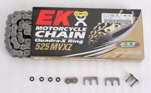 EK Chain - EK Chain 525 MVXZ Quadra-X Ring Chain - 120 Links - Black - 802-525MVXZ-120/K