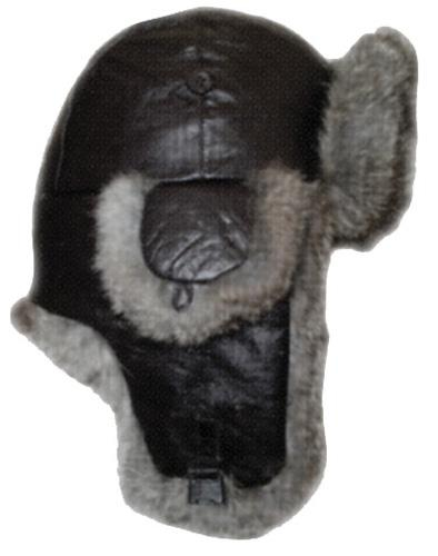 Yukon Tracks - Yukon Tracks Leather Hat with Fur Trim - HG413 - Black - X-Large