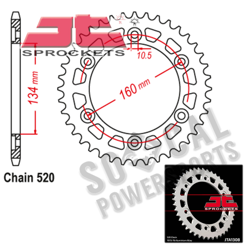JT Sprockets - JT Sprockets Aluminum Rear Sprocket - 45T - JTA1308.45