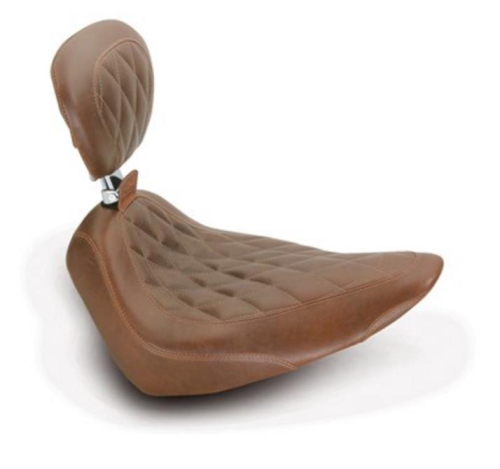 Mustang - Mustang Wide Tripper Solo Seat with Driver Backrest - Diamond Stitch - Distressed Brown - 79753