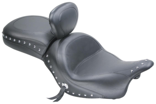 Mustang - Mustang Wide Touring Two-Piece Seat with Driver Backrest - Studded - 79282