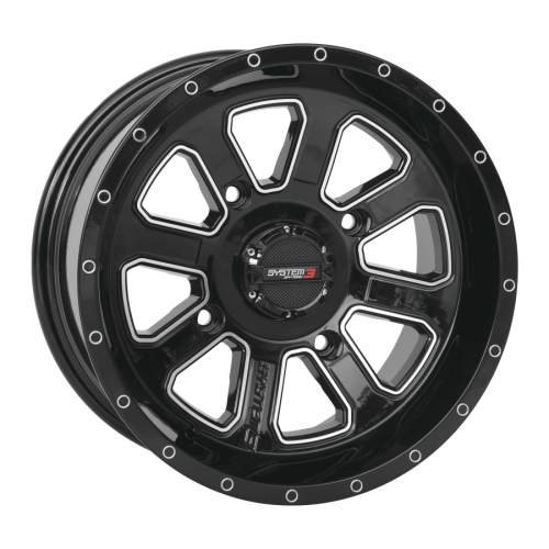 System 3 - System 3 ST-4 Aluminum Wheel - 14x7 - 4+3(+10mm) - 4/110 - Black/Machined - 14S3-4110