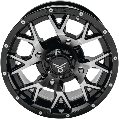 QuadBoss - QuadBoss Barbwire Wheel - 14x7 - 4+3 Offset - 4/156 - Black/Machined - RT-GW081147156BMA