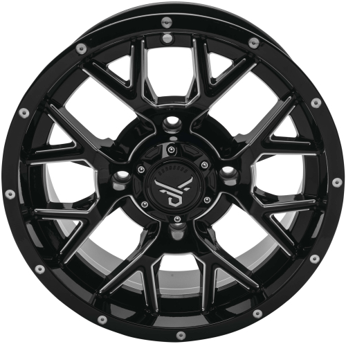 QuadBoss - QuadBoss Barbwire Wheel - 15x7 - 4+3 Offset - 4/156 - Gloss Black/Milled - RT-GW081157156BMIA