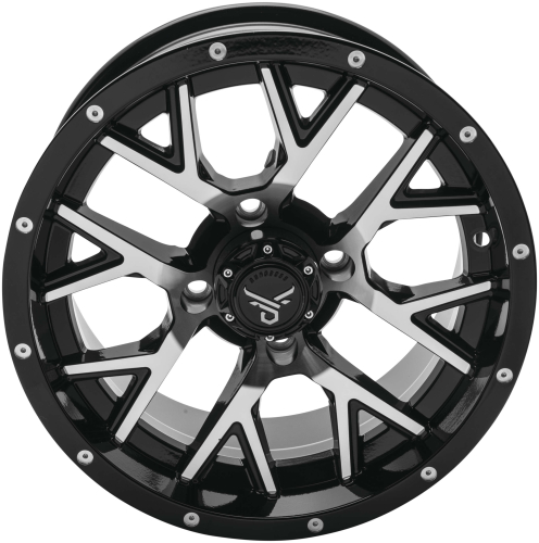 QuadBoss - QuadBoss Barbwire Wheel - 14x7 - 5+2 Offset - 4/110 - Black/Machined - RT-GW081147110BMB