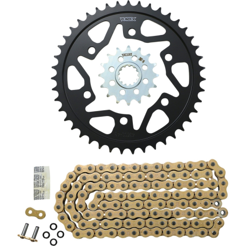 Vortex - Vortex WSS Warranty Chain and Sprocket Kit - Gold - 43 Rear - 16 Front - CKG6470