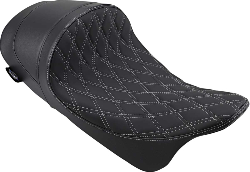 Drag Specialties - Drag Specialties EZ-On Mount Low-Profile Double Diamond Solo Seats - Silver Thread - 0801-1253