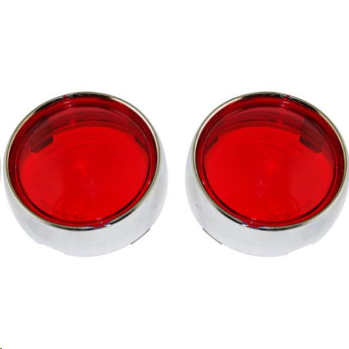 Custom Dynamics - Custom Dynamics Probeam Bullet Bezel Turn Signal Adapters - Chrome/Red Lens - PR-B-BEZ-CR