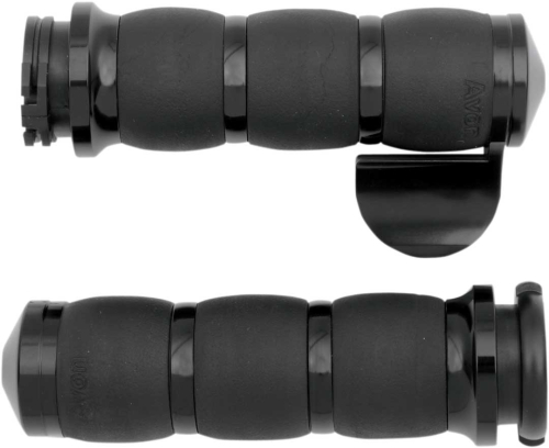 Avon Grips - Avon Grips Velvet Air Cushion Grips with Throttle Boss - Black Anodized - AIR-96-BOSS