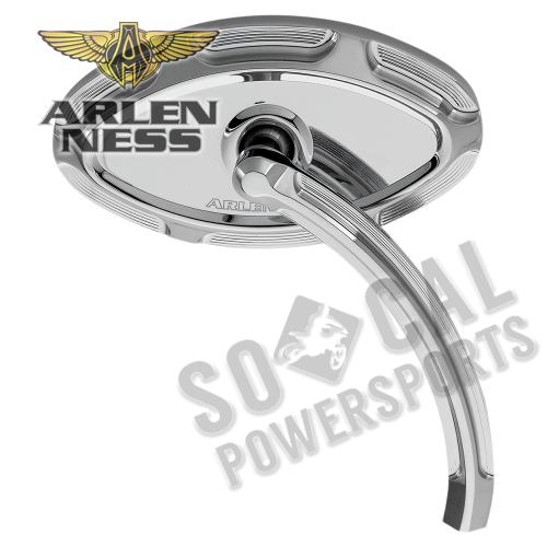 Arlen Ness - Arlen Ness Beveled Cats Eye Short Stem Billet Mirror - Right - Chrome - 13-133