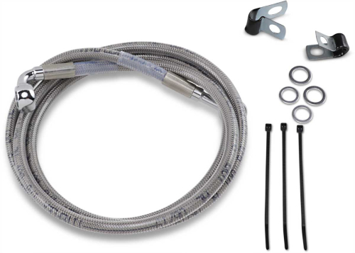 Drag Specialties - Drag Specialties Extended Stainless Steel Front Brake Line Kit - Clear Coated - 52 7/8in. - 640115-6