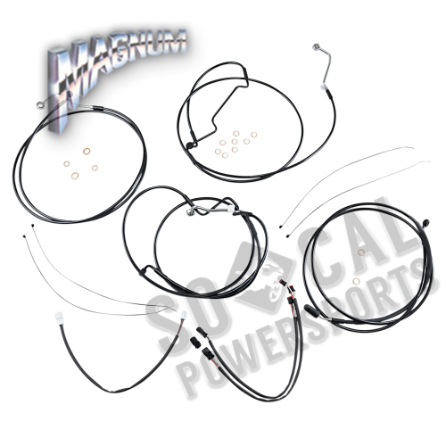 Magnum - Magnum Black Vinyl XR Handlebar Installation Kit with Black Fittings for 12-14in. Ape - 486921