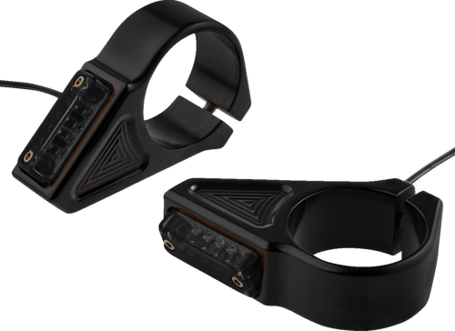 Joker Machine - Joker Machine Rectangle Led Fork Mount Turn Signal - 39mm. - Black Anodized/Smoked Lenses - 05-303-1