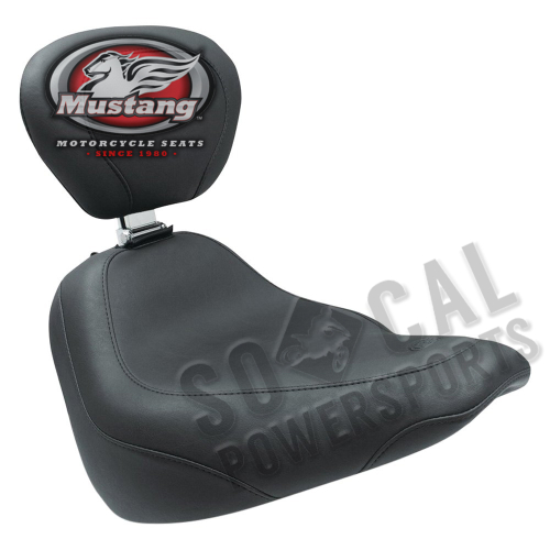 Mustang - Mustang Wide Tripper Solo Seat with Driver Backrest - Smooth - Black - 79493