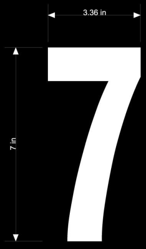 Dirt Digits - Dirt Digits Extreme Digits Competition Stick-On 7in. White Number - 7 - XT73W-7