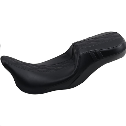 Le Pera - Le Pera Outcast Daddy Long Legs 2UP Seat with Backrest - Double Diamond Inlay Stitch - Black - LK-997DLGT2