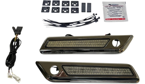 Custom Dynamics - Custom Dynamics Saddlebag Hinge Covers with LED Light - Smoke/Chrome - CD-SBL-BCM-SC