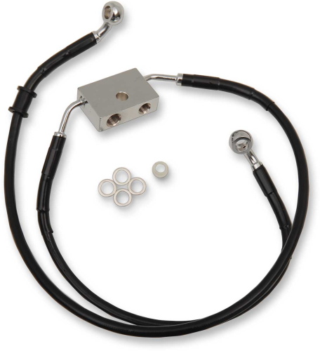 Drag Specialties - Drag Specialties Standard Length Front Stainless Steel Brake Line Kit - Black Vinyl - 1741-5329