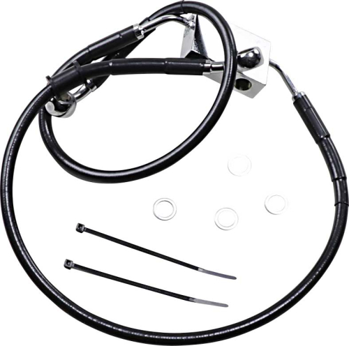 Drag Specialties - Drag Specialties Extended Length Stainless Steel Front Brake Line Kit - +4in. - Black Vinyl - 1741-5291
