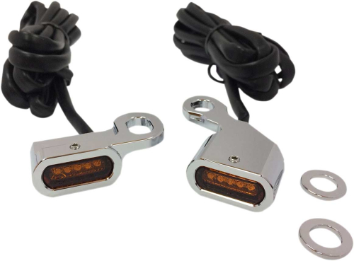 Drag Specialties - Drag Specialties LED Handlebar Marker Lights - Chrome/Amber Lens - 2040-2132
