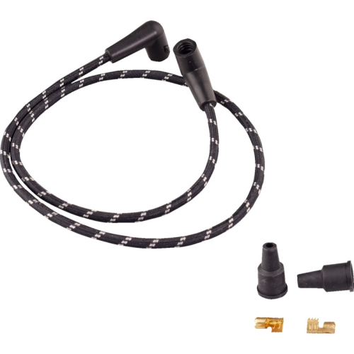 Drag Specialties - Drag Specialties Universal Braided Spark Plug Wires - Black/White - 2104-0399