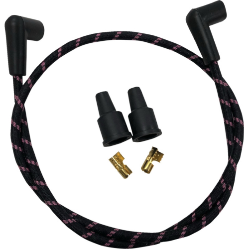 Drag Specialties - Drag Specialties Universal Braided Spark Plug Wires - Black/Pink - 2104-0401