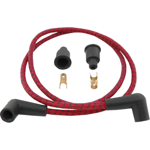 Drag Specialties - Drag Specialties Universal Braided Spark Plug Wires - Red/Black - 2104-0398