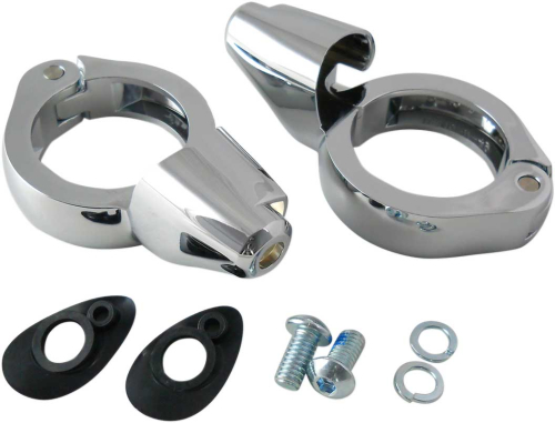 Drag Specialties - Drag Specialties Turn Signal Fork Clamps for 49mm Fork Tubes - Chrome - 2020-1271