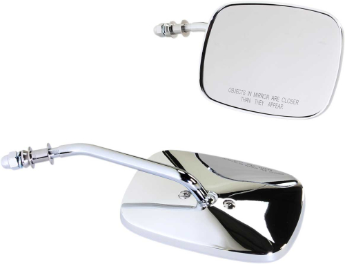 Drag Specialties - Drag Specialties OEM Style Rectangular Mirrors - Short Stem - Chrome - 0640-0980