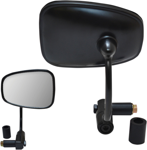 Parts Unlimited - Parts Unlimited Bar End Mirror - Semi-Rectangular - Black - 0640-0929