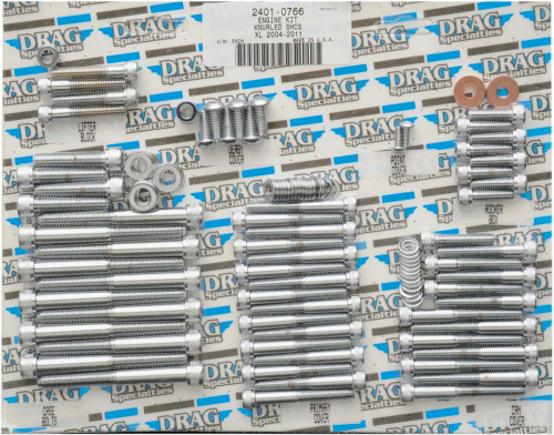 Drag Specialties - Drag Specialties Complete Motor Chrome Socket-Head Bolt Set - Knurled - MK694