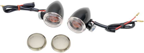 Drag Specialties - Drag Specialties Mini Deuce Marker Lights with Bolt Mount - Gloss Black Housing - Clear/Smoke Lens - 20-6390BC/MH