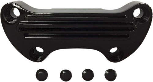 Drag Specialties - Drag Specialties Gloss Black Handlebar Clamps with Skirt - Finned - 0603-0810