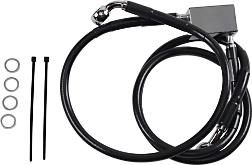 Drag Specialties - Drag Specialties Standard Length Rear Stainless Steel Brake Line Kit - Black Vinyl - 640221-BLK