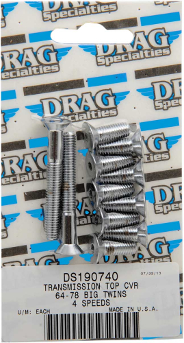Drag Specialties - Drag Specialties Socket-Head Transmission Top Cover Bolt Set - Knurled Style - Chrome - MK156