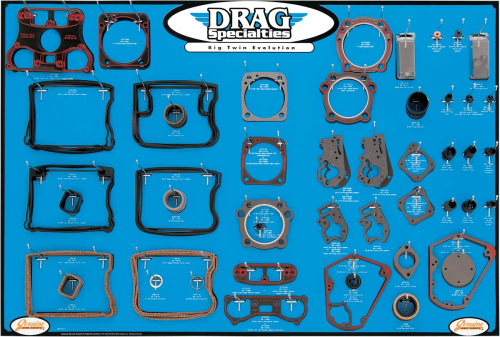 Drag Specialties - Drag Specialties Gasket, Seal, and O-Ring Display for Big Twin Evolution Motors - 0934-0274